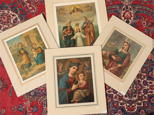 La sacra famiglia - Santa Elisabetta - Madonna con bambino  (XIX/XX secolo)  - Asta Una collezione di stampe - parte I - Maison Bibelot - Casa d'Aste Firenze - Milano