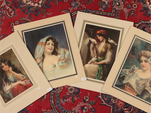 Ritratti femminili  (XIX secolo)  - Asta Una collezione di stampe - parte I - Maison Bibelot - Casa d'Aste Firenze - Milano