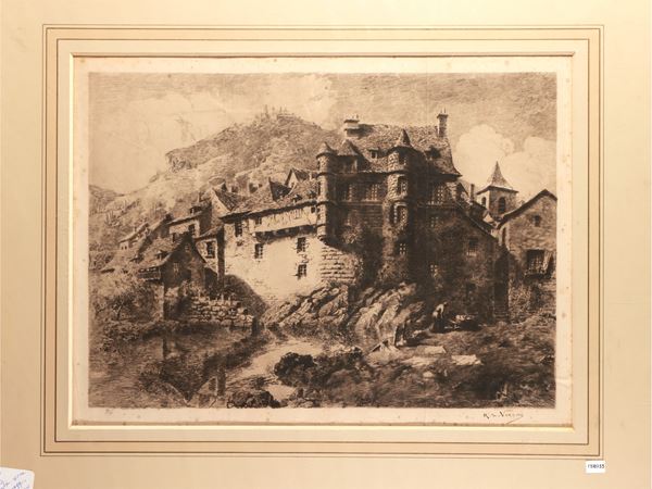Paesaggio  (Inizio del XIX secolo)  - Asta Una collezione di stampe - parte I - Maison Bibelot - Casa d'Aste Firenze - Milano