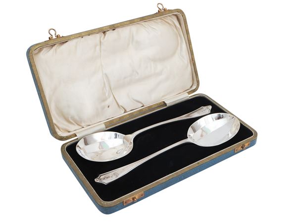 Pair of silver serving spoons  (Birmingham, 1929)  - Auction The art of furnishing - Maison Bibelot - Casa d'Aste Firenze - Milano