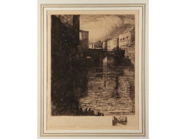 Le pont des sardines  (1914)  - Asta Una collezione di stampe - parte I - Maison Bibelot - Casa d'Aste Firenze - Milano