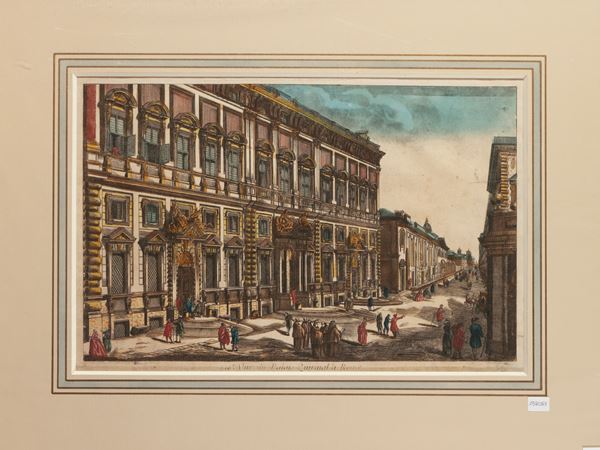 Vue du Palais Quirinal à Rome  (XVIII secolo)  - Asta Una collezione di stampe - parte I - Maison Bibelot - Casa d'Aste Firenze - Milano