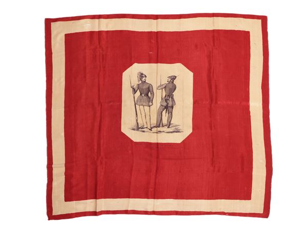 Risorgimento silk handkerchief, Civic Guard of Rome, 1847