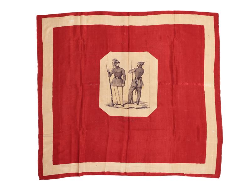 Fazzoletto Risorgimentale in Seta, Guardia Civica di Roma, 1847
