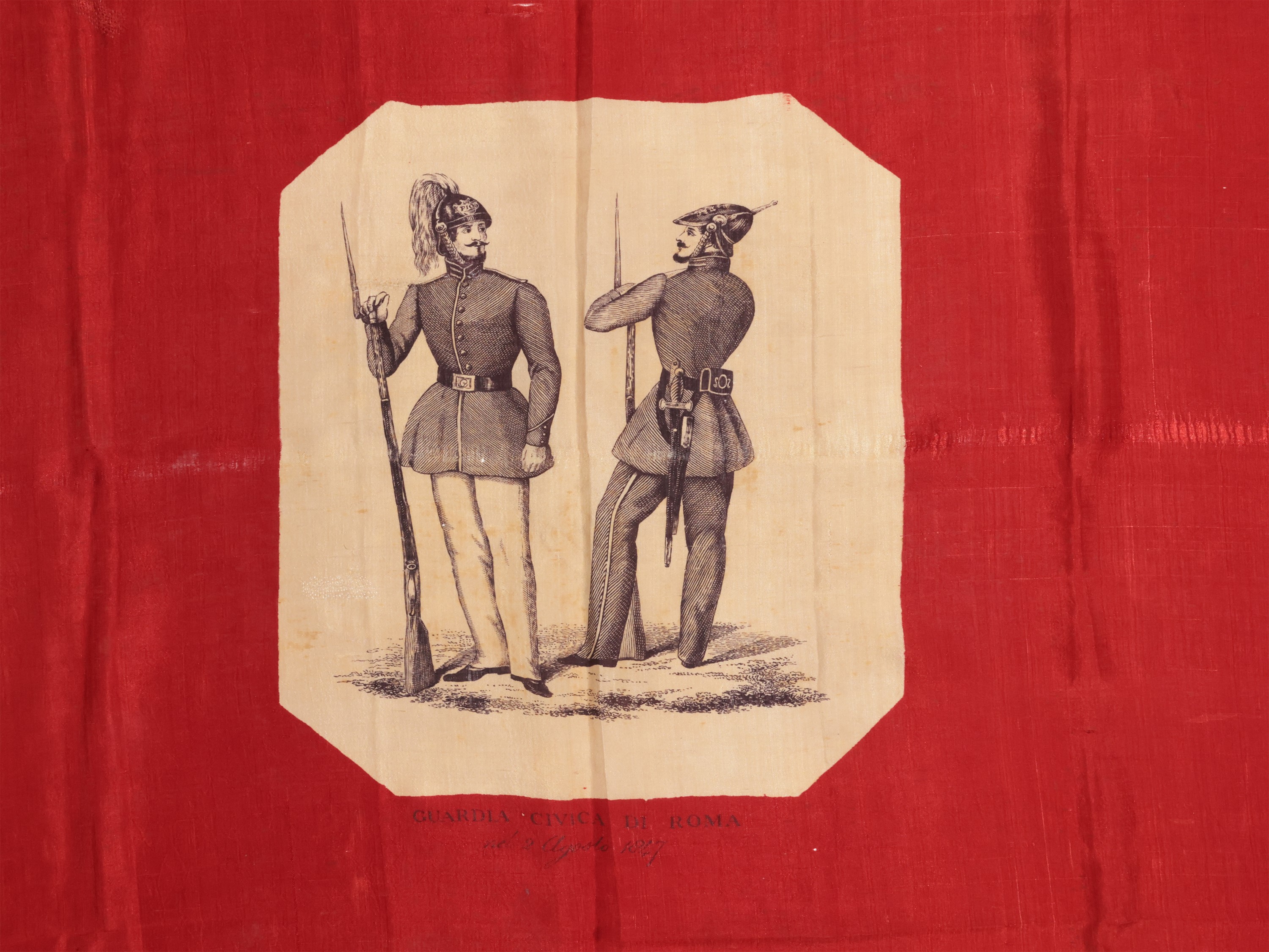 Fazzoletto Risorgimentale in Seta, Guardia Civica di Roma, 1847