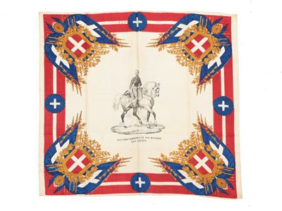 Fazzoletto Risorgimentale Riforme Albertine in Seta, 1848 Circa