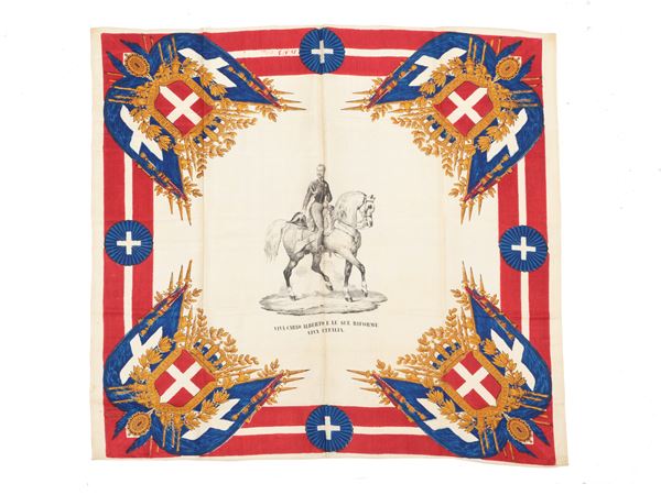 Risorgimento Albertine Reforms silk handkerchief, circa 1848