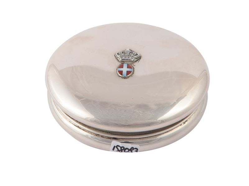 Tabacchiera Sabauda in Argento, Ciardetti Firenze, Anni Quaranta Circa