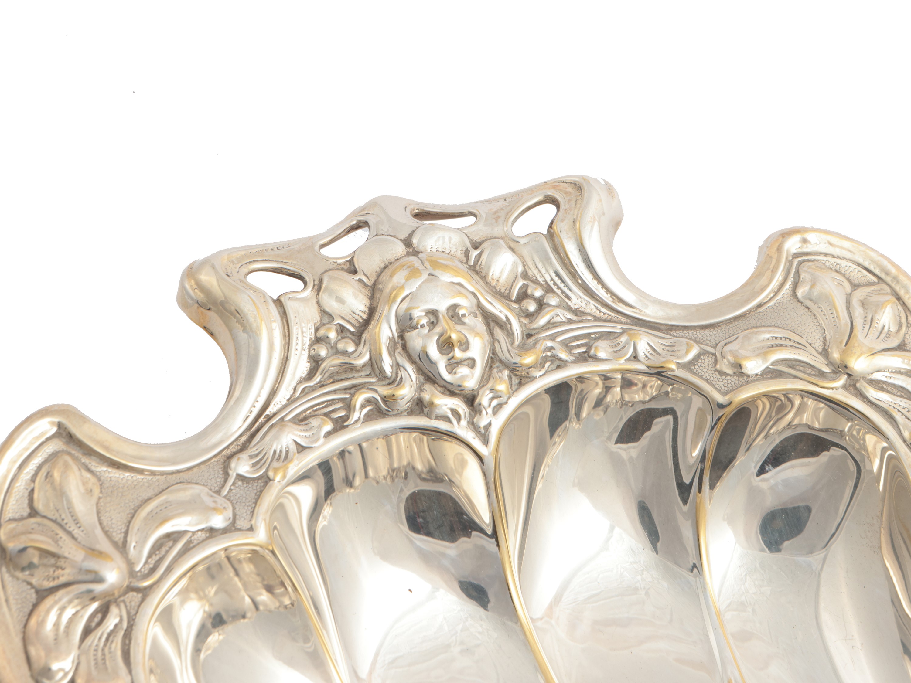 Cestino Art Nouveau in Metallo Argentato, Inizio del XX Secolo