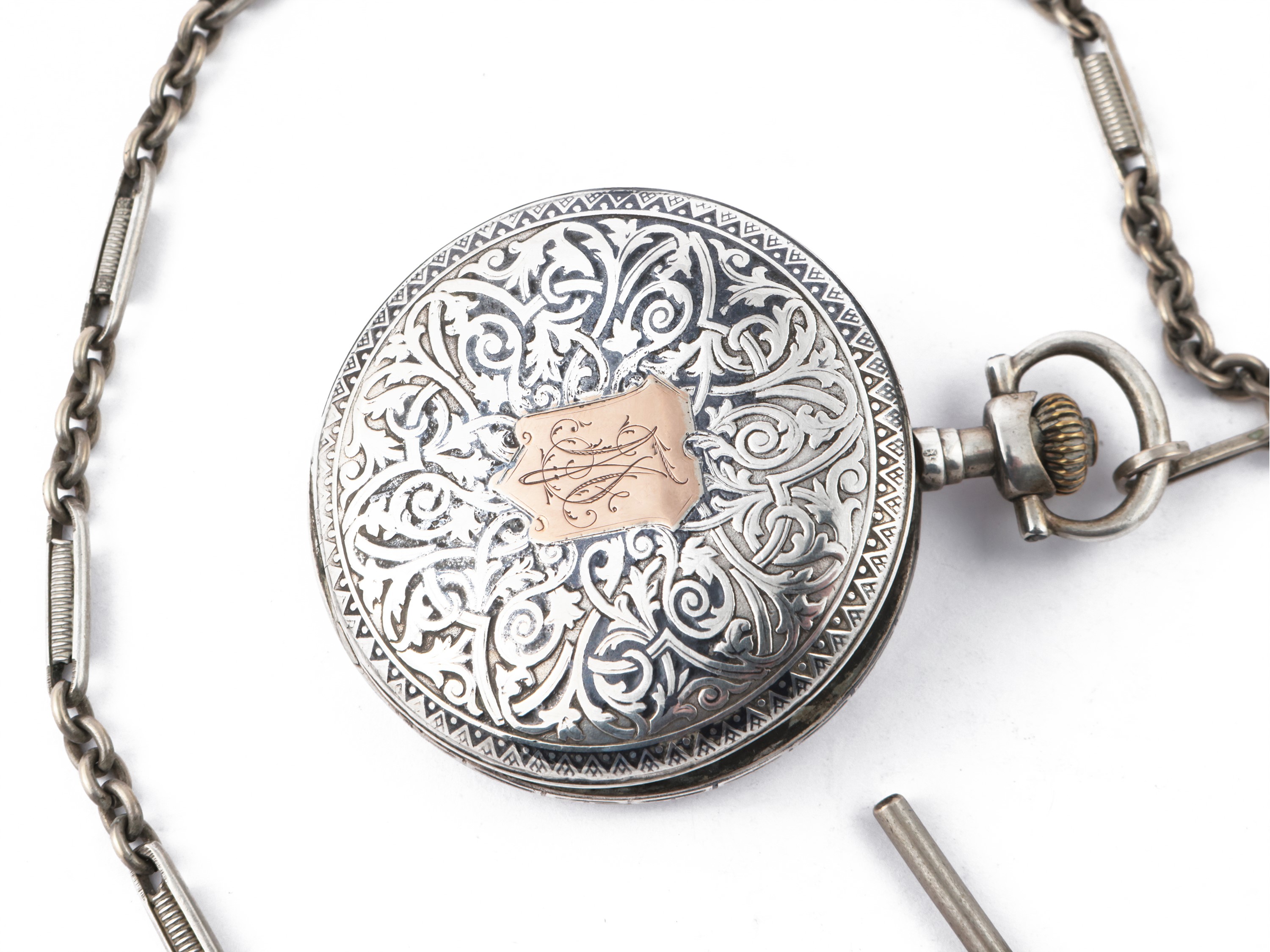 Orologio da Tasca Omega in Argento Niellato, Inizio Dle XX Secolo