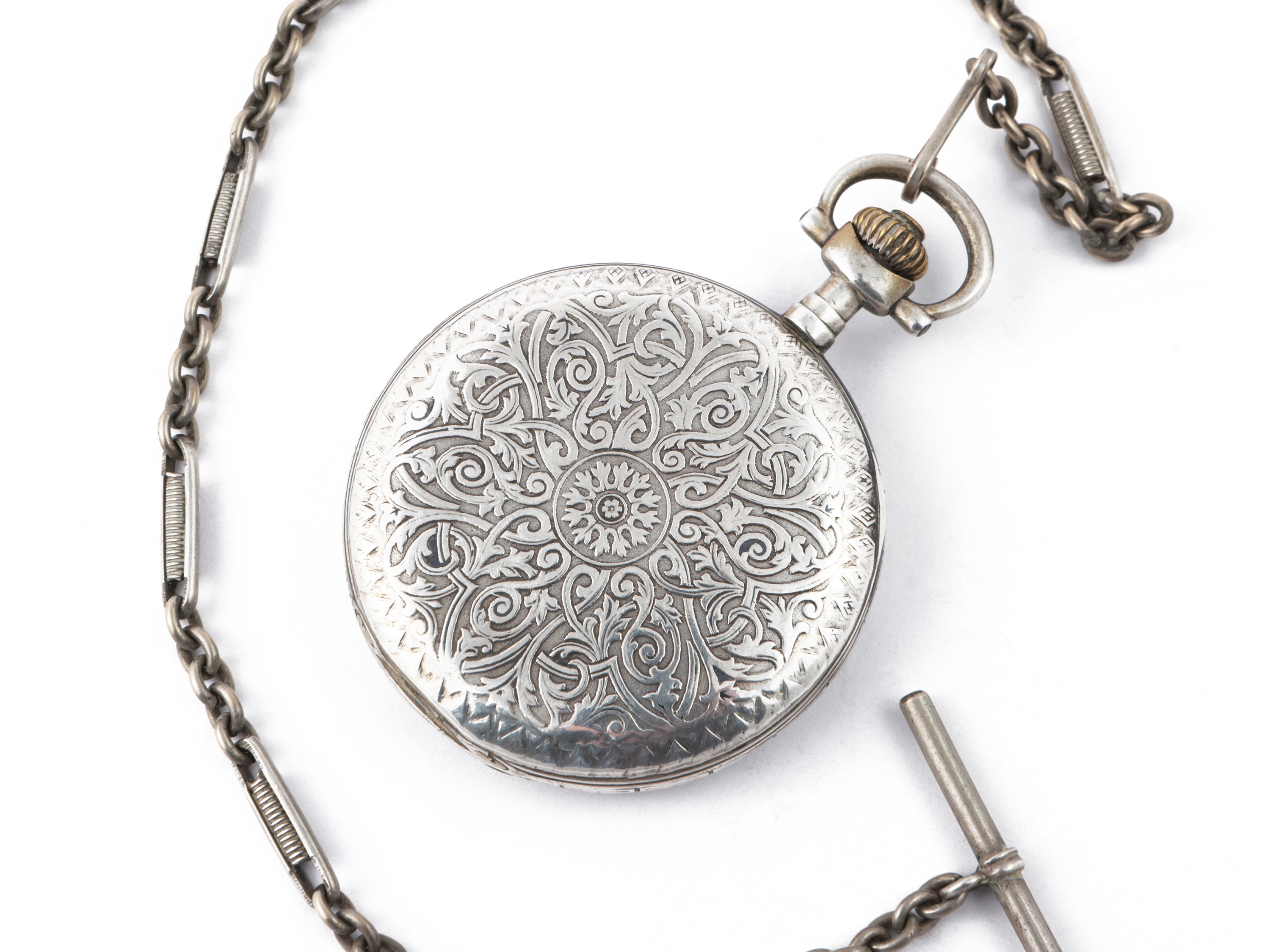 Orologio da Tasca Omega in Argento Niellato, Inizio Dle XX Secolo