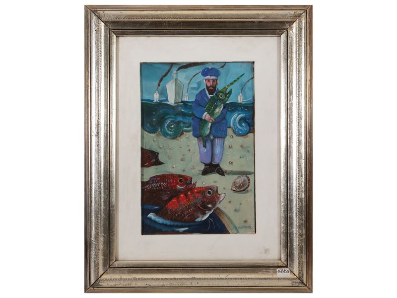 Antonio Possenti - Paesaggio Marino con Pescatore