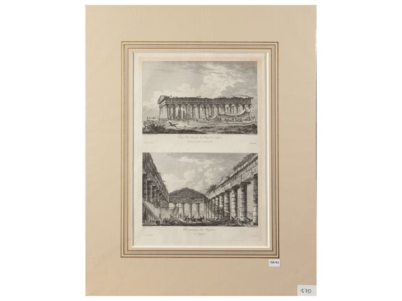 Jean Claude Richard De Saint-non - Petite Vue Latérale Du Temple De Segeste / Vue Intérieure Du T...