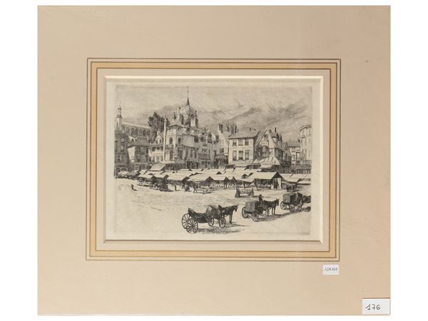 Il mercato  (Fine del XIX secolo)  - Asta Una collezione di stampe - parte I - Maison Bibelot - Casa d'Aste Firenze - Milano
