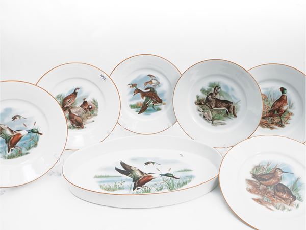 Porcelain game dish set, Richard Ginori