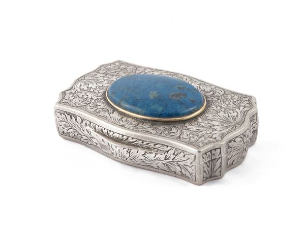 Snuffbox in silver and lapis lazuli