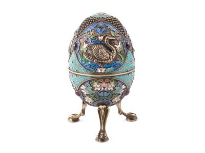Uovo in Argento e Smalti Cloisonné, Ivan Zakharov, Mosca 1908-1917