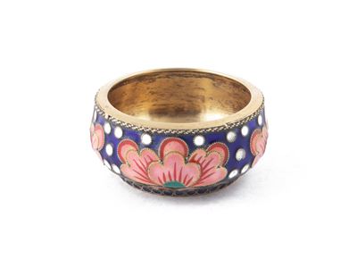 Piccola Saliera in Argento e Smalti Cloisonné, San Pietroburgo 1927-1958