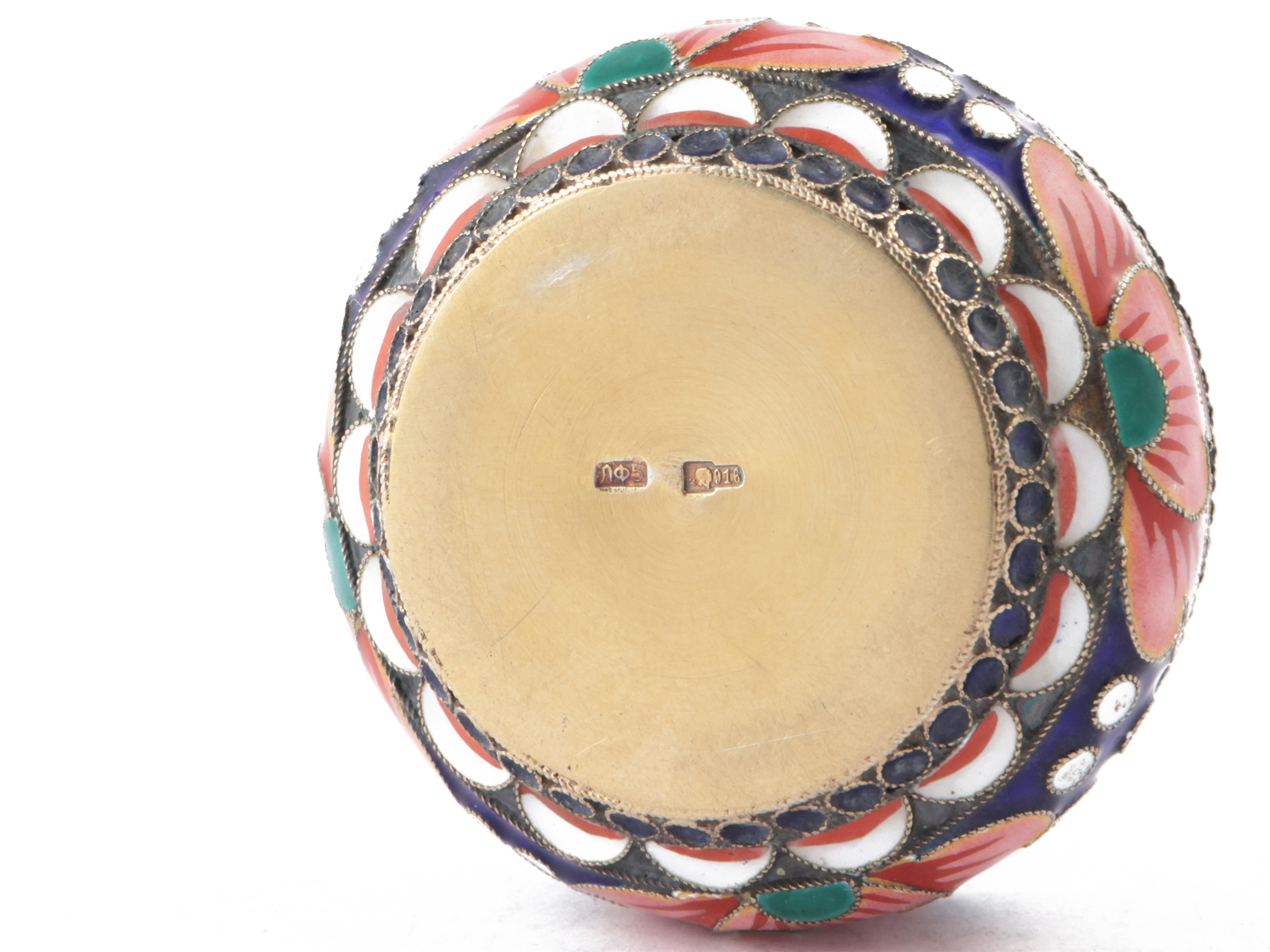 Piccola Saliera in Argento e Smalti Cloisonné, San Pietroburgo 1927-1958