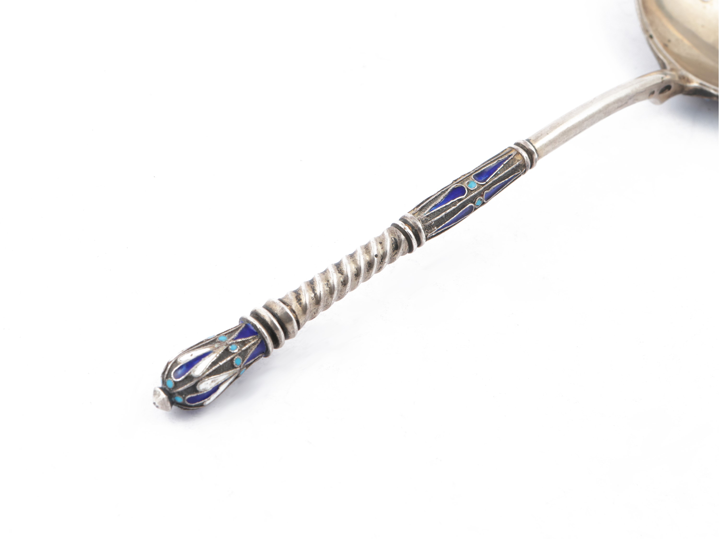 Grande Cucchiaio in Argento e Smalti Cloisonné, Mosca 1898-1914