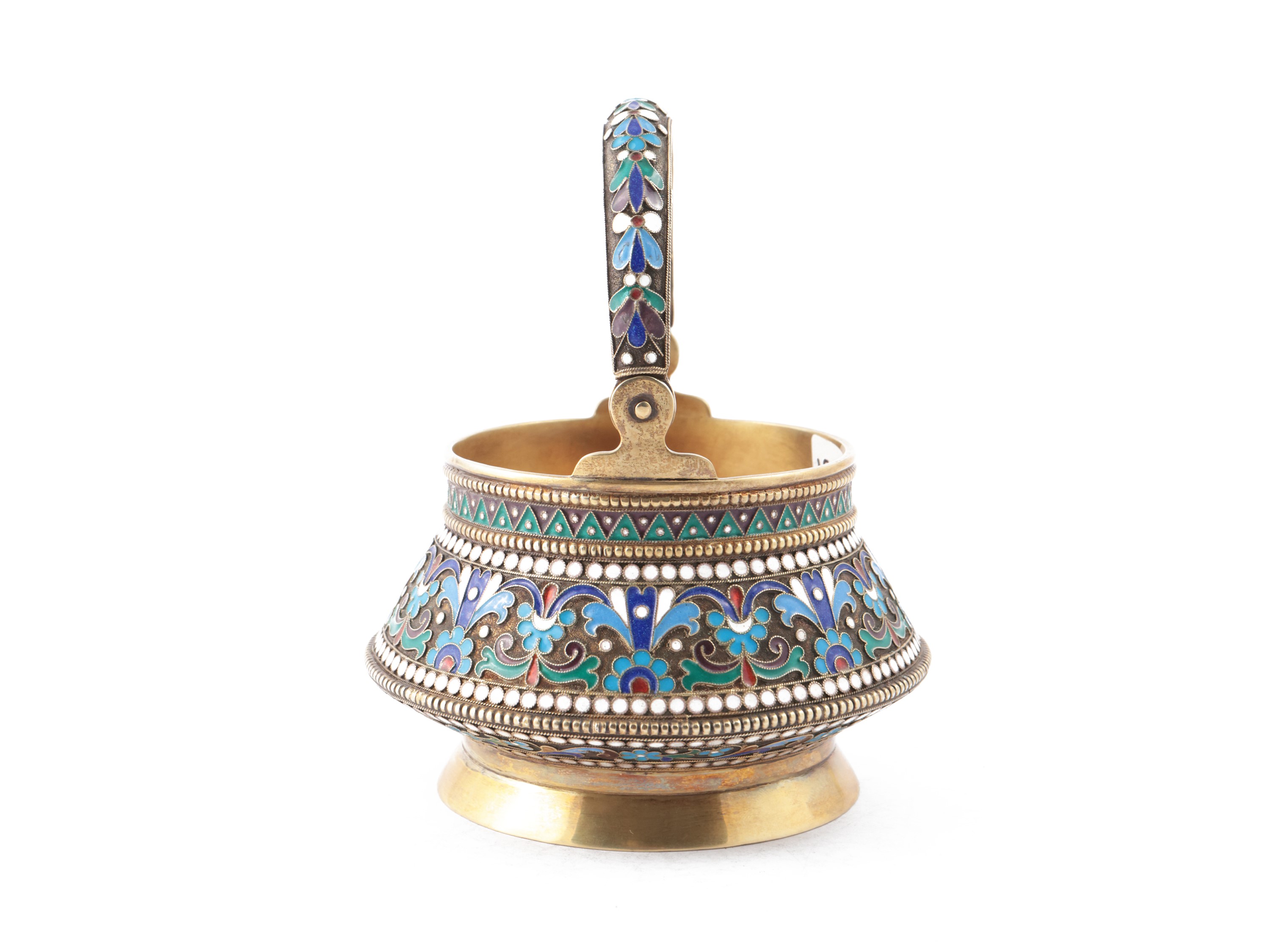 Cestino in Argento Vermeil e Smalti Cloisonné, Ivan Khlebnikov, Mosca 1891
