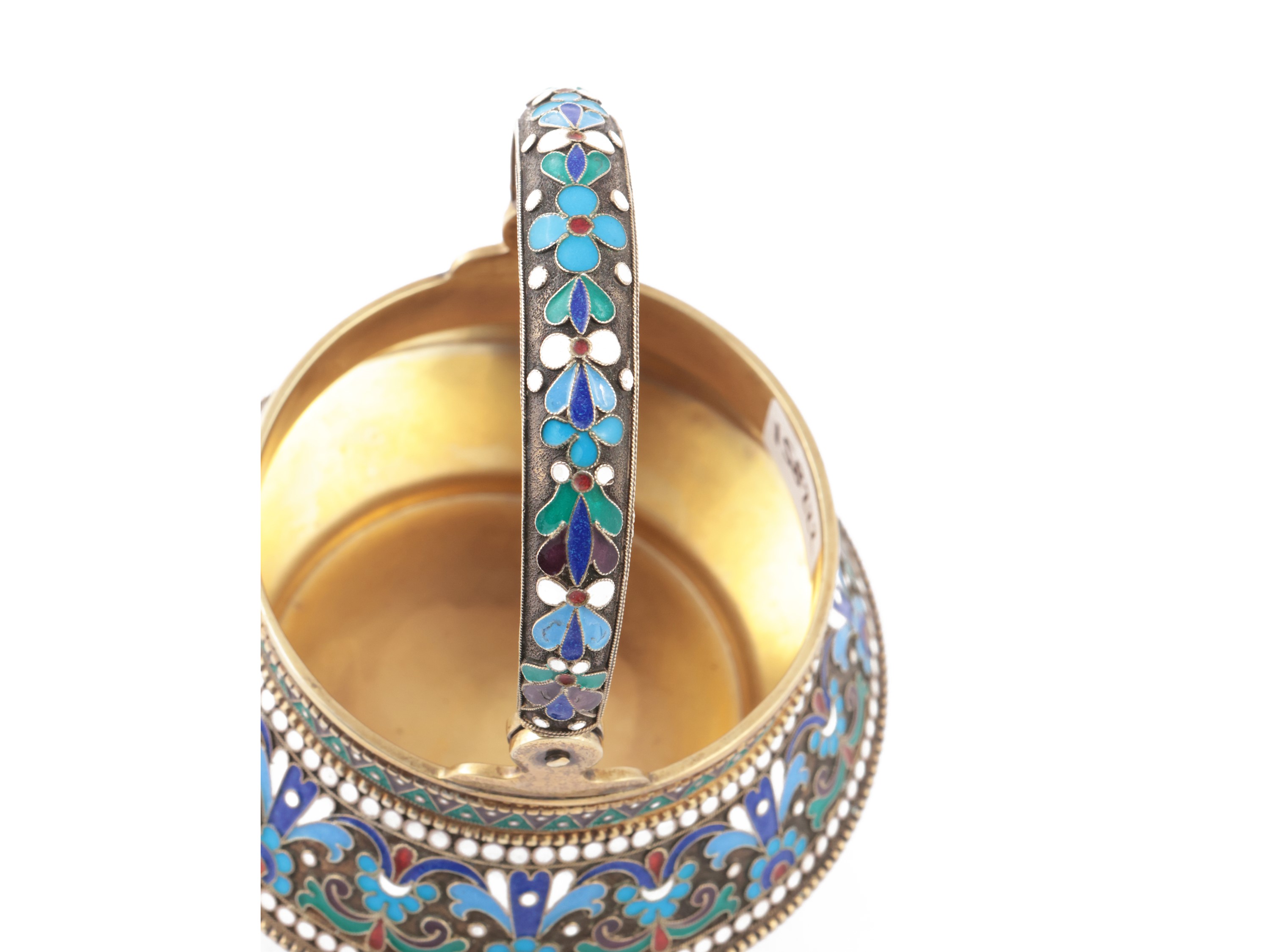 Cestino in Argento Vermeil e Smalti Cloisonné, Ivan Khlebnikov, Mosca 1891