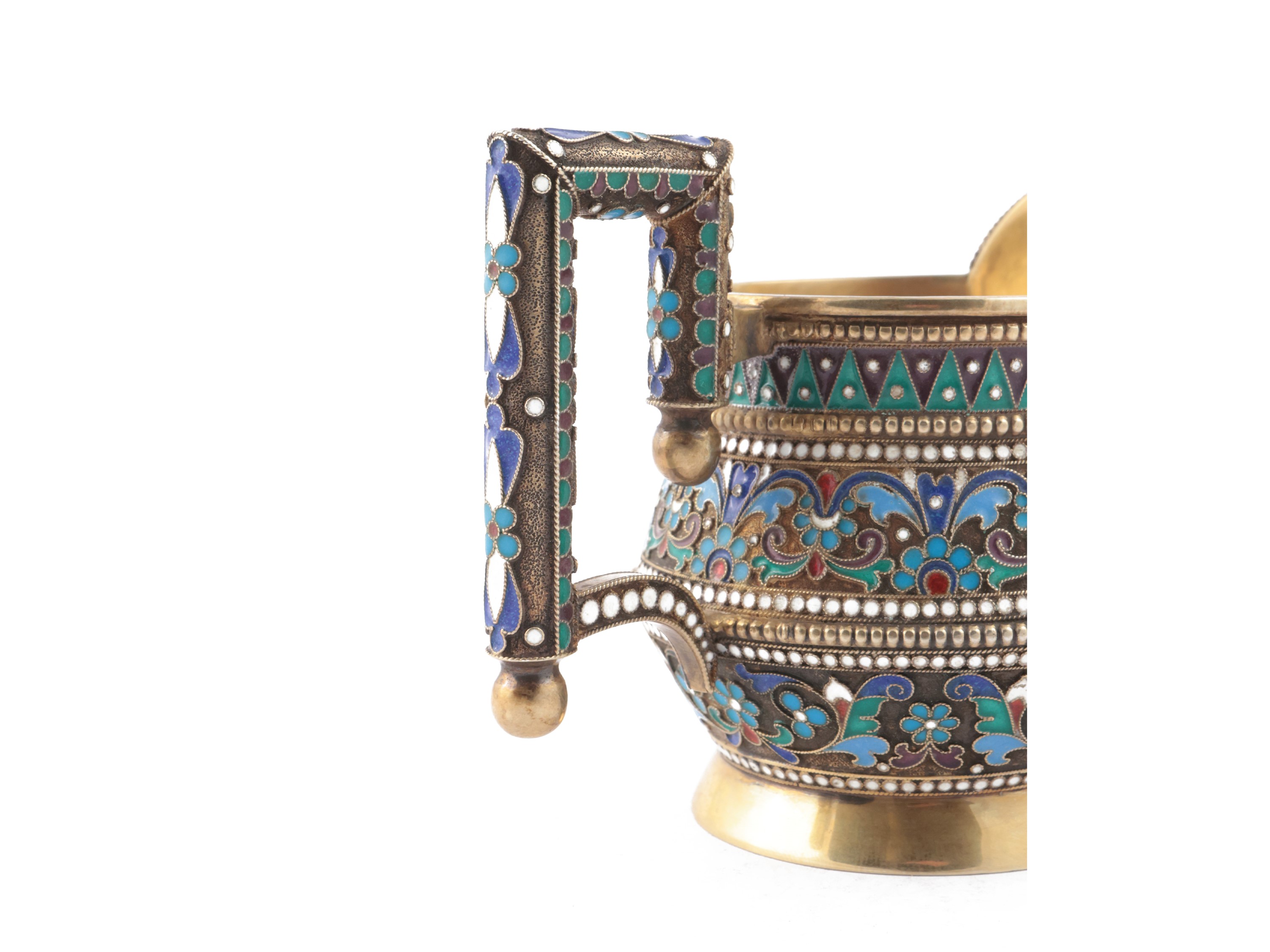 Lattiera in Argento Vermeil e Smalti Cloisonné, Ivan Khlebnikov, Mosca 1891