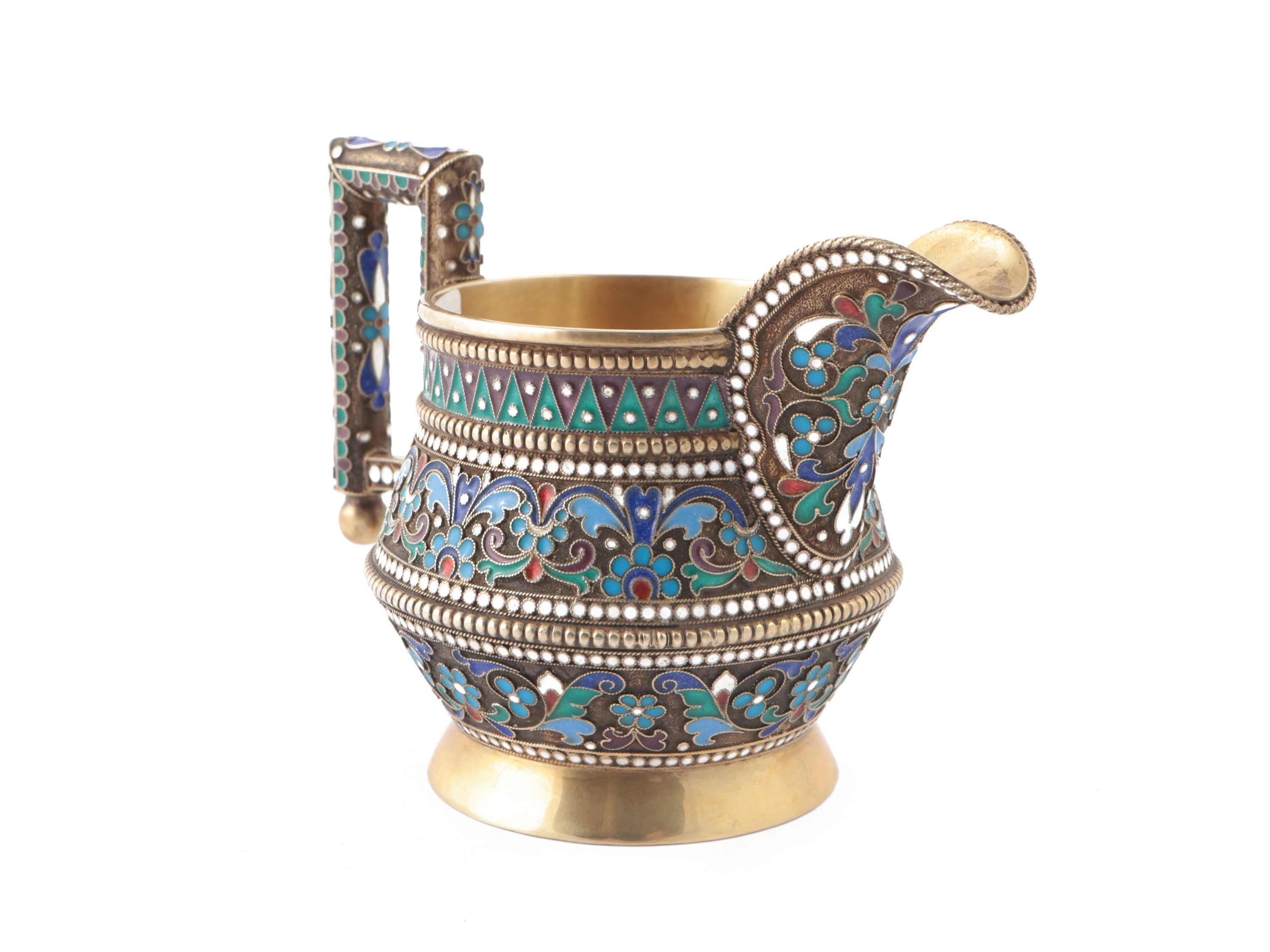 Lattiera in Argento Vermeil e Smalti Cloisonné, Ivan Khlebnikov, Mosca 1891