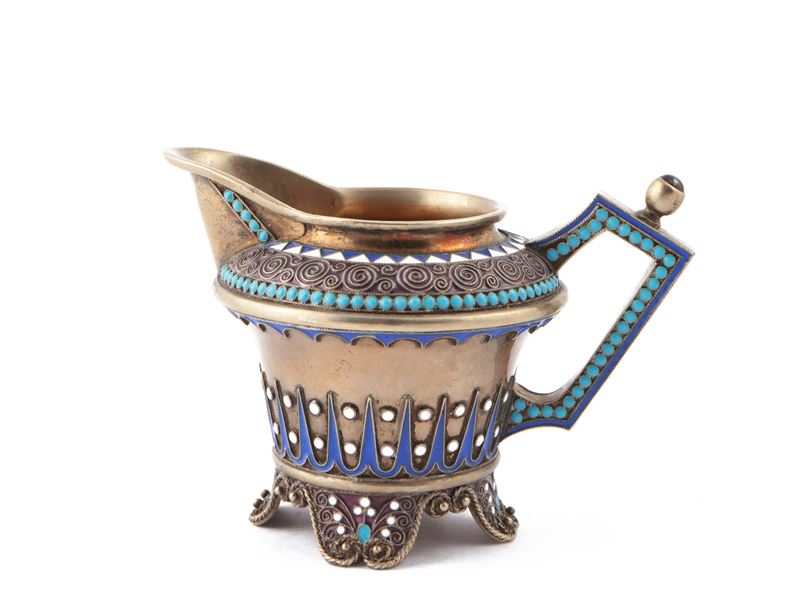 Lattiera in Argento e Smalti Cloisonnè, Mosca 1891