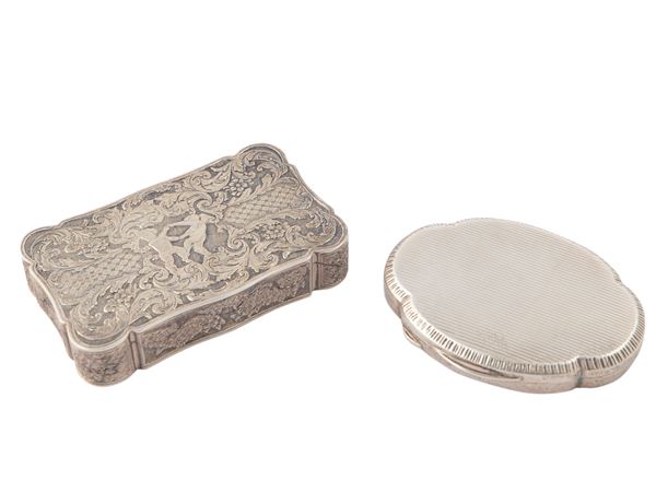 Two small silver boxes