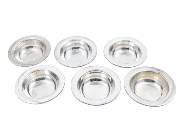 Series of six silver finger wash basins