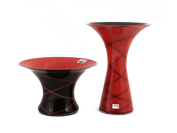 A Barovier & Toso vase and cup from the B.A.G. series