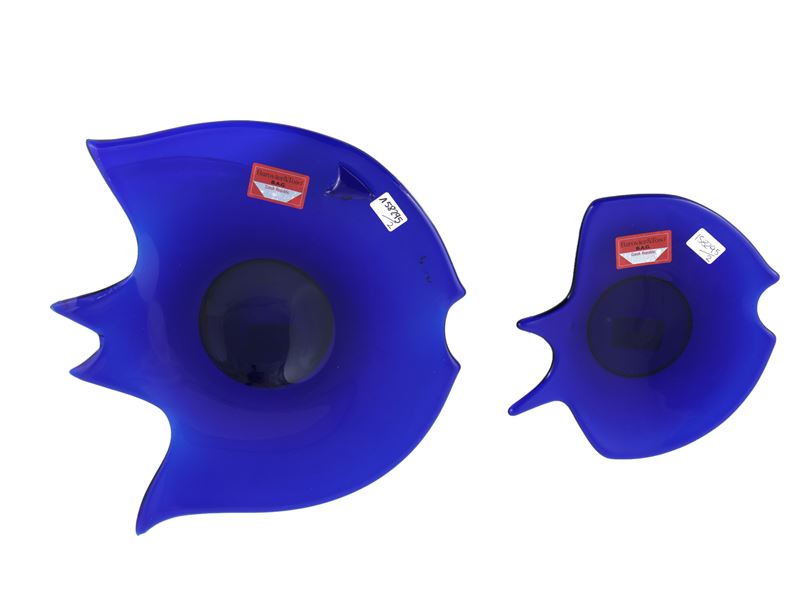 Coppia di Pesci di Diversa Dimensione Barovier & Toso della Serie B.a.g.
