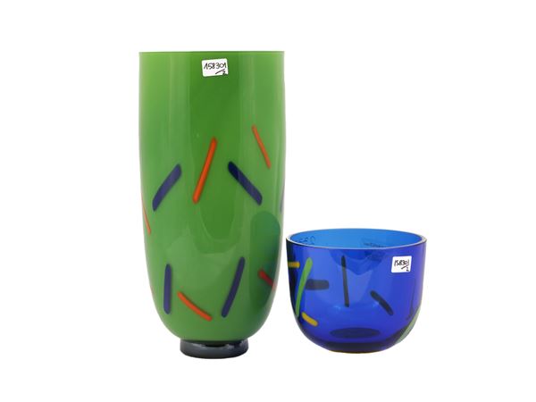 Un vaso e una ciotolai Barovier & Toso della serie B.A.G.