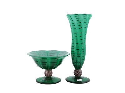Un Vaso e una Alzata Barovier & Toso della Serie B.a.g