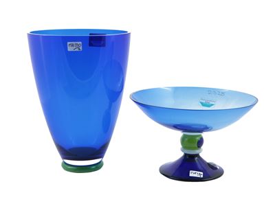 Un Vaso e una Alzata in Vetro Barovier & Toso della Serie B.a.g