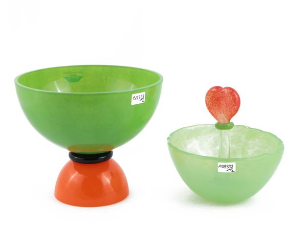 A Barovier & Toso cup and bowl from the B.A.G. series  (Czech Republic, 80s/90s)  - Auction Colour and Shapes. A collection of Barovier&Toso - Maison Bibelot - Casa d'Aste Firenze - Milano