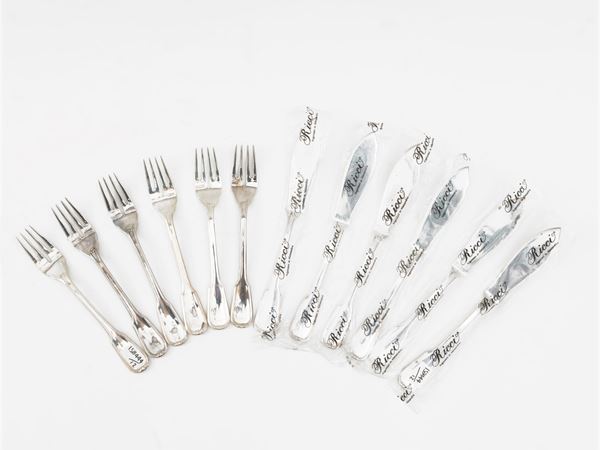 Set of silver fish cutlery, Ricci Alessandria  - Auction The art of furnishing - Maison Bibelot - Casa d'Aste Firenze - Milano