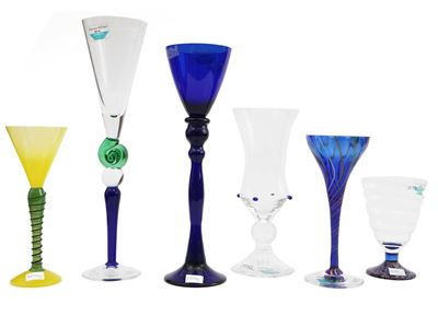 Sei Bicchieri in Vetro Multicolore Barovier & Toso della Serie B.a.g.