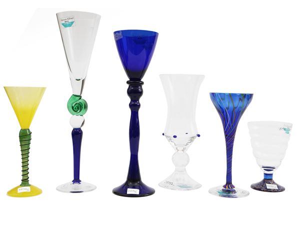 Six Barovier & Toso multicolored glass tumblers from the B.A.G. series  (Czech Republic, 80s/90s)  - Auction Colour and Shapes. A collection of Barovier&Toso - Maison Bibelot - Casa d'Aste Firenze - Milano