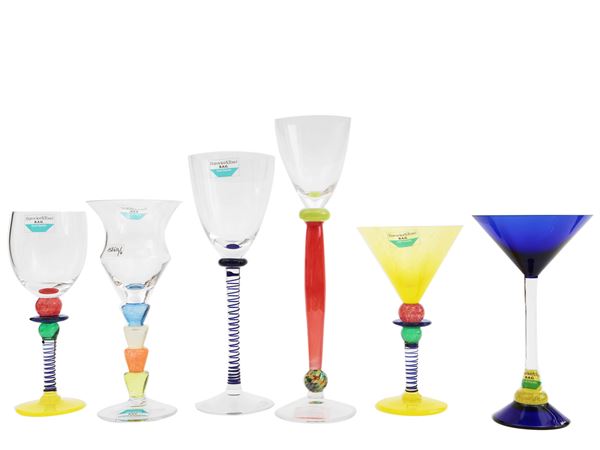 Six Barovier & Toso multicolored glass tumblers from the B.A.G. series
