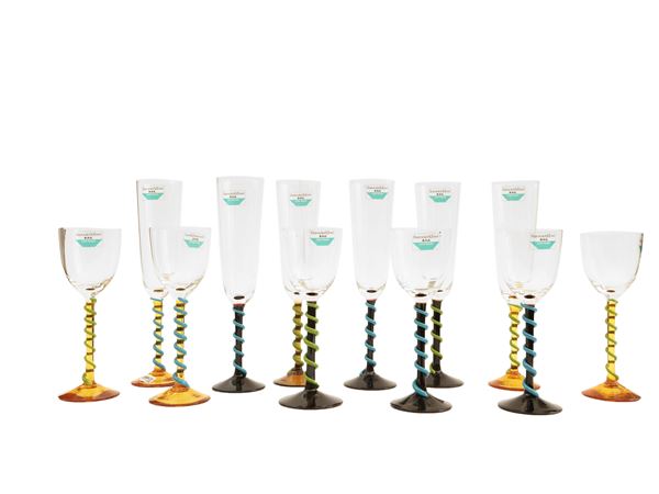 Two sets of Barovier & Toso glasses from the B.A.G. series
