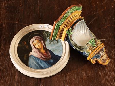 Placca Rotonda in Terracotta Smaltata, Molaroni Anni Trenta