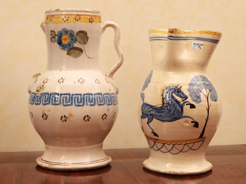 Due Vasi in Maiolica Popolare, Italia Meridionale, XIX/XX Secolo