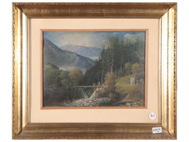 Paesaggio Montano con Ponte e Processione, 1916
