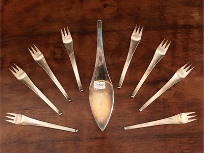 Set di Posate da Dolce in Argento Sterling 925, Hans Hansen Denmark