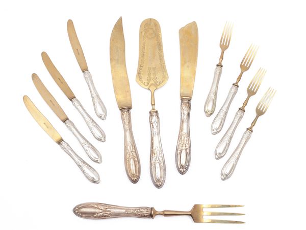 Series of four silver serving cutlery