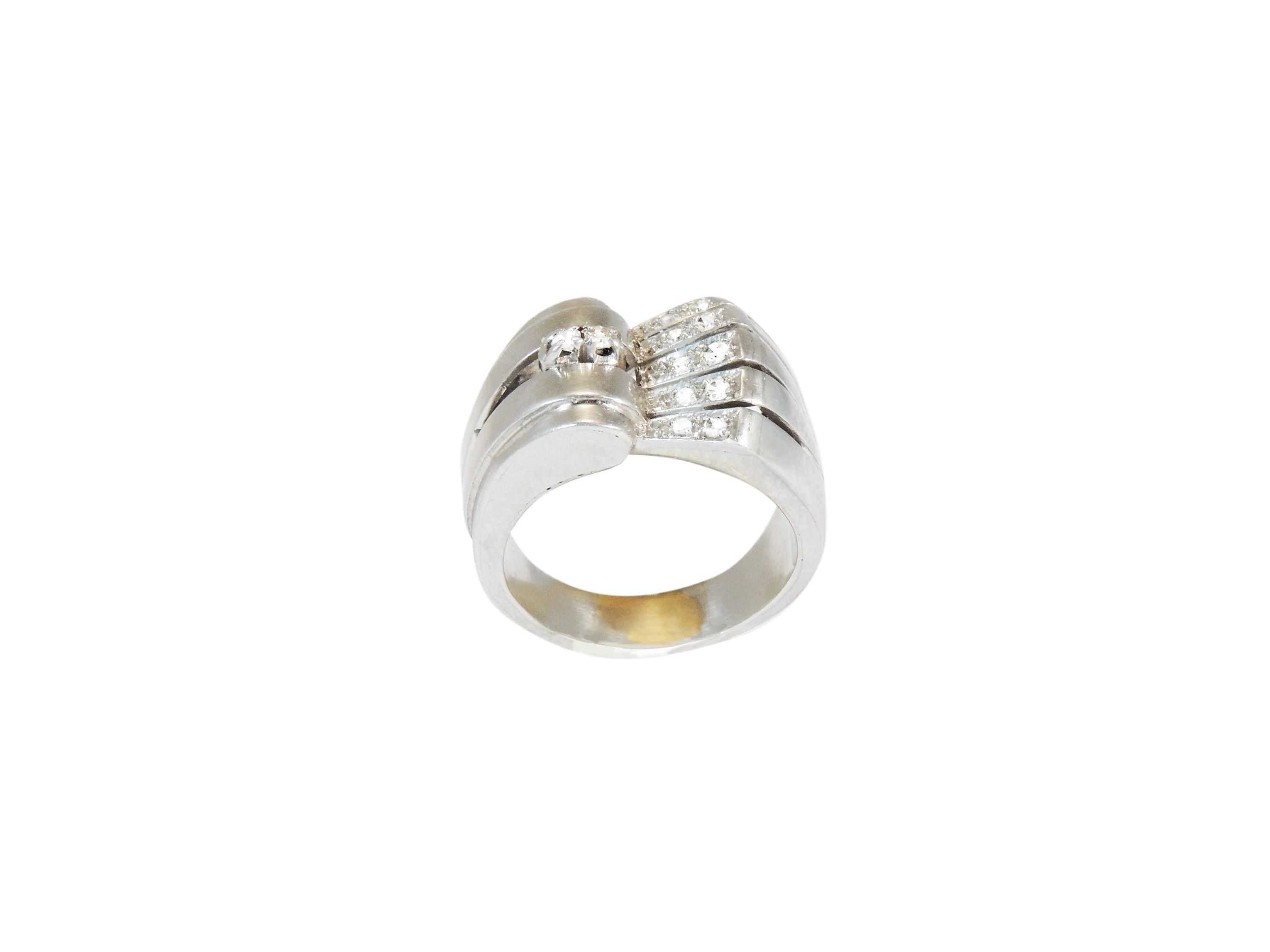 Anello a Fascia in Oro Bianco con Diamanti