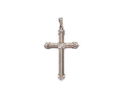 Pendente a Croce in Oro Bianco con Diamanti