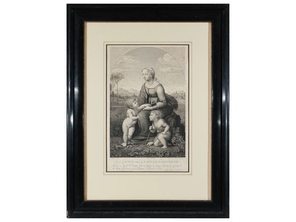 La Vierge say La belle jardinière  (nineteenth century)  - Auction A print collection - II part - Maison Bibelot - Casa d'Aste Firenze - Milano
